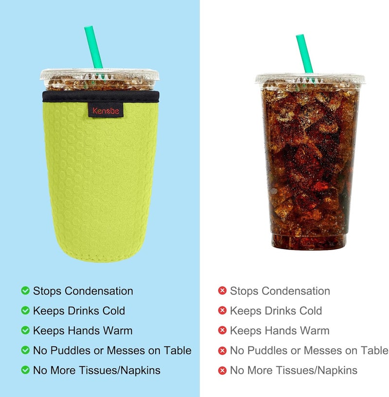 KENOBE 3 Pack Neoprene Insulator Sleeve for Iced Coffee Cups, Reusable Cooler Sleeves for Iced & Hot Drinks, Universal Fit 16-32 oz Cups Beverages, Compatible with Starbucks Dunkin Coffee and More - Image 5